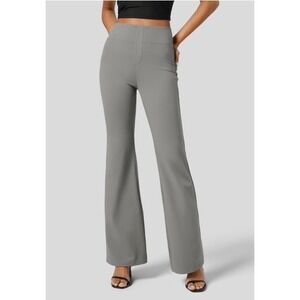 Halara Flex High Waisted Back Side Pocket Slight Flare Work Pants Med Dark Gray